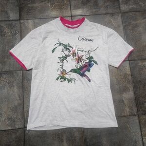 Vintage 90s Signal Sports Men's Large Hummingbird Nature Colorado T Shirt